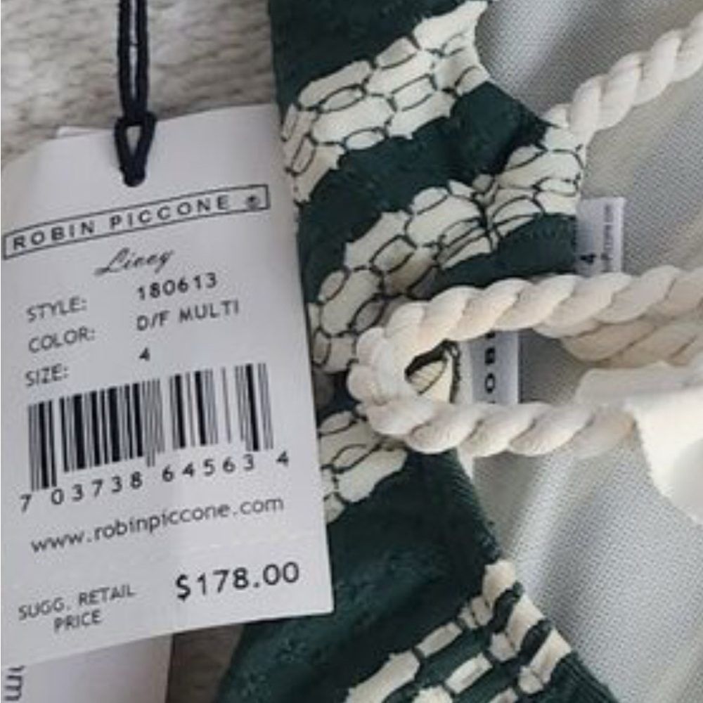 Robin Piccone Green and White Striped Swimsuit - Picture 3 of 5